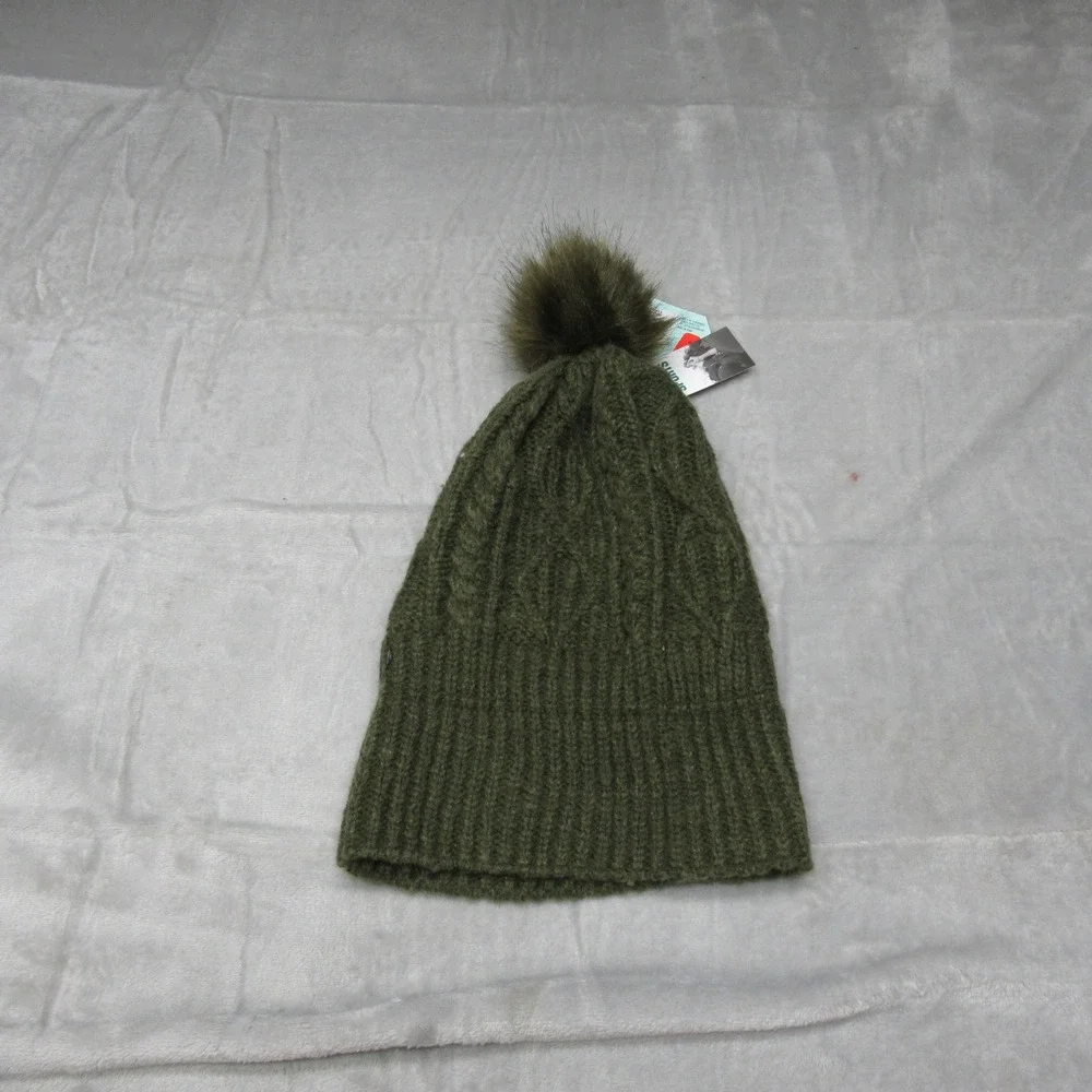 DSG Cable Pom Beanie Girls One Size Fits All Green Winter Outdoor Knit‎ $14 NEW